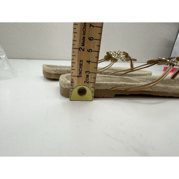 Sam & Libby Womens Sandals Size 6 M Flip Flops Brown Glitter Floral Jute Flats - Picture 8 of 10